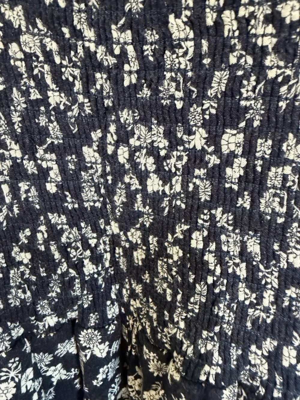 Aqua Girls Blue White Floral Print Smocked Sleeveless Jumpsuit Size L